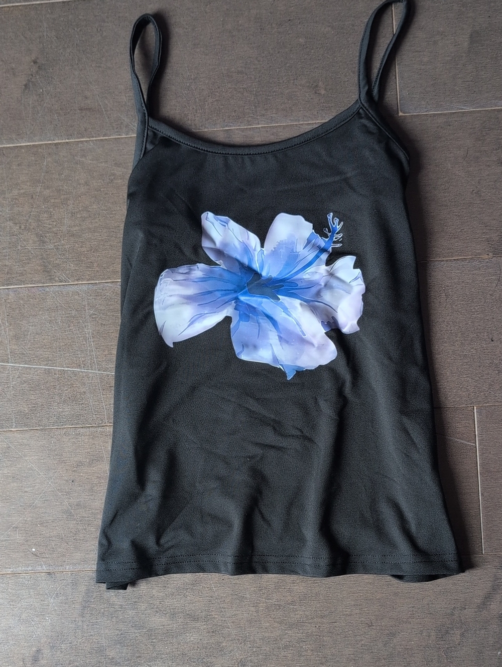 Black Floral Spaghetti Strap Tank Top